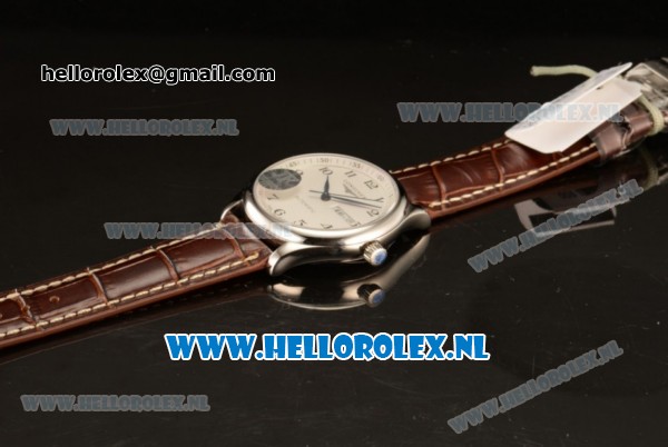 Longines Master 2824 Auto Steel Case with White Dial and Brown Leather Strap - Click Image to Close