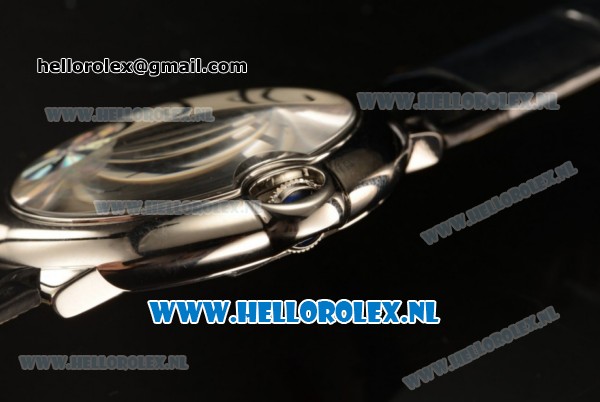Cartier Ballon Bleu De 9015 Auto Steel Case with White Dial and Black Leather Strap - Click Image to Close