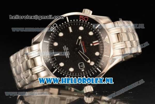 Omega Seamaster Diver 300 M James Bond 50th Anniversary 8215 Auto Steel Case with Black Dial and Steel Bracelet - Click Image to Close