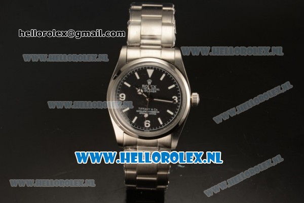 Rolex Explorer Tiffany & Co. Asia Auto Steel Case with Black Dial and Steel Bracelet - Click Image to Close