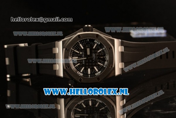 Audemars Piguet Royal Oak Offshore Diver 2824 Auto Steel Case with Black Dial and Black Rubber Strap - (JF) - Click Image to Close