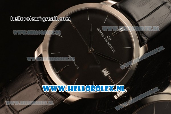 Girard Perregaux Classique 9015 Auto Steel Case with Black Dial and Black Leather Strap - Click Image to Close