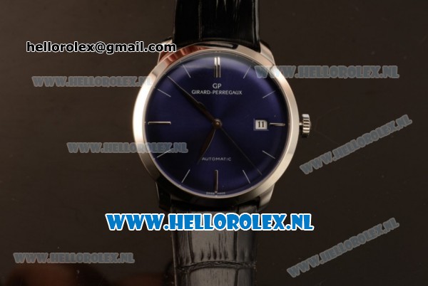 Girard Perregaux 1966 Cadran Bleu 9015 Auto Steel Case with Blue Dial and Blue Leather Strap - Click Image to Close