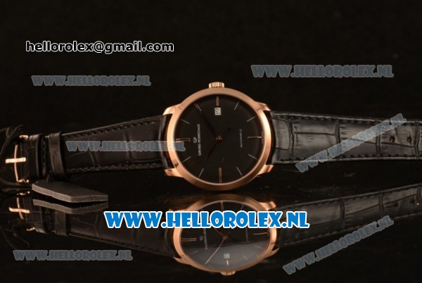 Girard Perregaux 1966 9015 Auto Rose Gold Case with Black Dial and Black Leather Strap - Click Image to Close