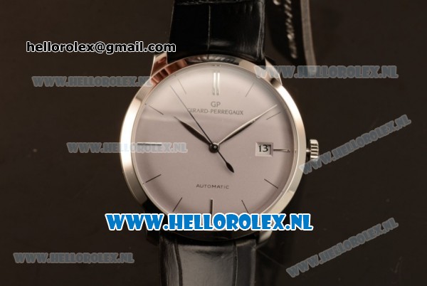Girard Perregaux 1966 9015 Auto Steel Case with Grey Dial and Black Leather Strap - Click Image to Close
