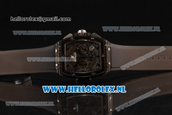 Hublot MP-06 Senna Chrono OS20 Quartz Rubber Case with Skeleton Dial and Black Rubber Strap - Click Image to Close