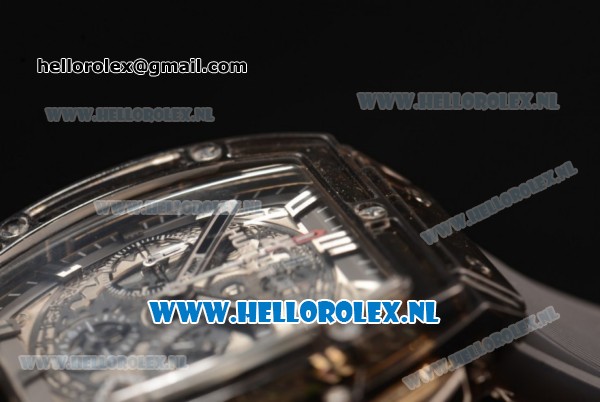 Hublot MP-06 Senna Chrono OS20 Quartz Rubber Case with Skeleton Dial and Black Rubber Strap - Click Image to Close