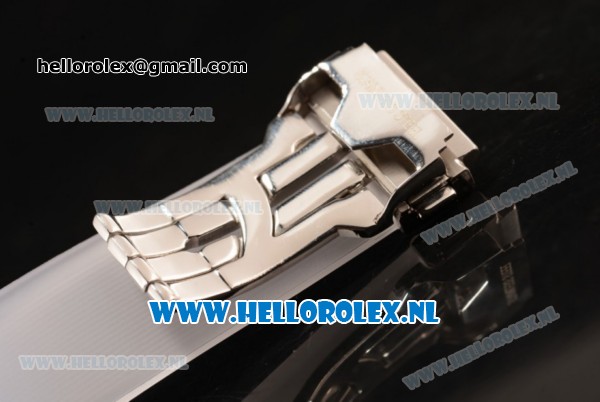 Hublot MP-06 Senna Chrono OS20 Quartz Rubber Case with Skeleton Dial and White Rubber Strap - Click Image to Close