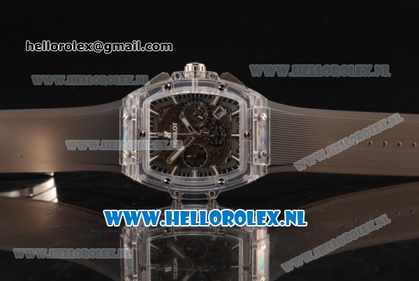 Hublot MP-06 Senna Chrono OS20 Quartz Rubber Case with Skeleton Dial and Grey Rubber Strap - Click Image to Close