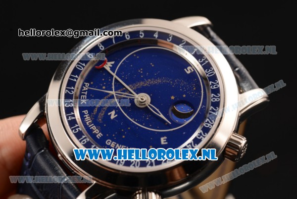 Patek Philippe Grand Complication 9015 Auto Steel Case with Blue Dial and Blue Leather Strap - Click Image to Close