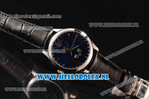 Jaeger-LECoultre Master Calendar 9015 Auto Steel Case with Blue Dial and Black Leather Strap - Click Image to Close