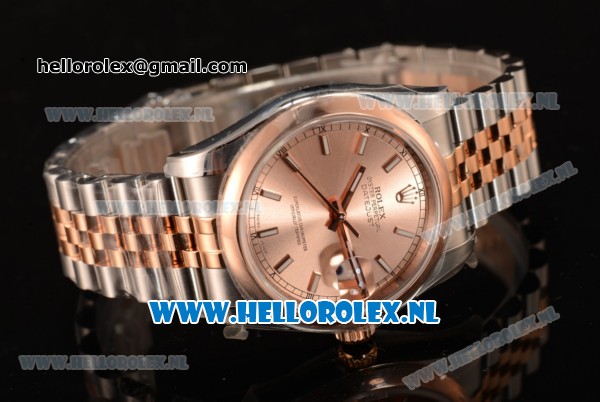 Rolex Datejust 3135 Auto Rose Gold Case with Pink Dial and Two Tone Bracelet - 1:1 Origianl - Click Image to Close
