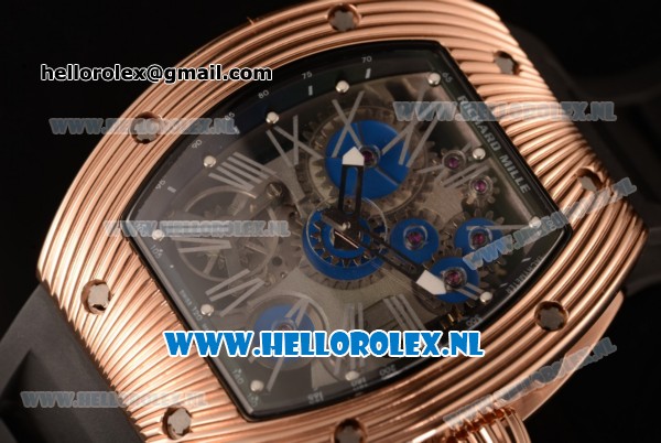 Richard Mille RM 018 Tourbillon Hommage a Boucheron 9015 Auto Rose Gold Case with Skeleton Dial and Black Rubber Strap - Click Image to Close