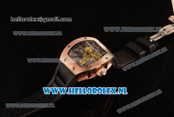 Richard Mille RM 018 Tourbillon Hommage a Boucheron Rose Gold Case with Skeleton Dial and 9015 Auto Black Rubber Strap - Click Image to Close