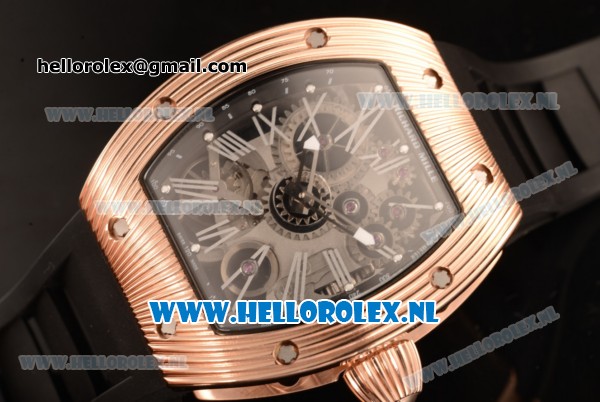 Richard Mille RM 018 Tourbillon Hommage a Boucheron Rose Gold Case with 9015 Auto Skeleton Dial and Black Rubber Strap - Click Image to Close