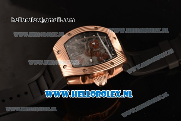 Richard Mille RM 018 Tourbillon Hommage a Boucheron Rose Gold Case 9015 Auto with Skeleton Dial and Black Rubber Strap - Click Image to Close