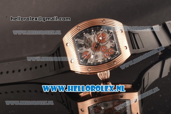 Richard Mille RM 018 Tourbillon Hommage a Boucheron Rose Gold Case 9015 Auto with Skeleton Dial and Black Rubber Strap - Click Image to Close