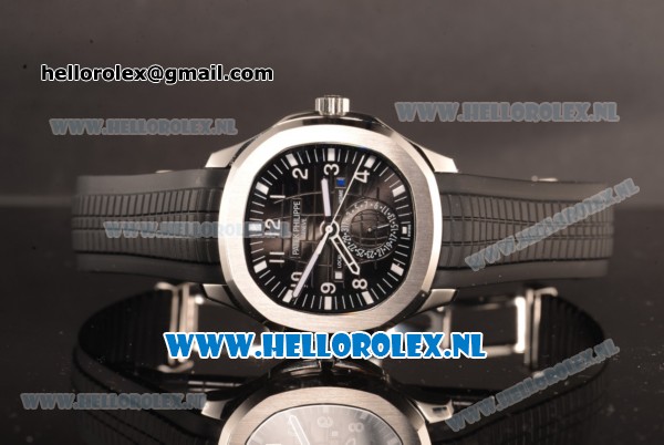 Patek Philippe Aquanaut Travel Time 9015 Auto Steel Case with Black Dial and Black Rubber Strap - 1:1 Origianl - Click Image to Close