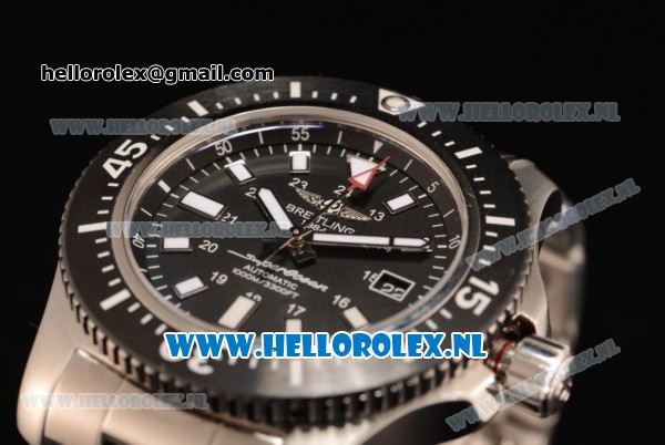 Breitling SuperOcean 2824 Auto Steel Case with Black Dial and Steel Bracelet - 1:1 Origianl (GF) - Click Image to Close