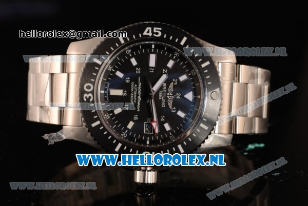 Breitling SuperOcean 2824 Auto Steel Case with Black Dial and Steel Bracelet - 1:1 Origianl (GF) - Click Image to Close