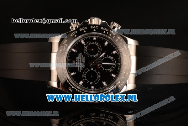 Rolex Daytona Chronograph 7750 Auto Steel Case with Black Dial and Black Rubber Strap - 1:1 Origianl - Click Image to Close