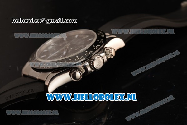 Rolex Daytona Chronograph 7750 Auto Steel Case with Black Dial and Black Rubber Strap - 1:1 Origianl - Click Image to Close