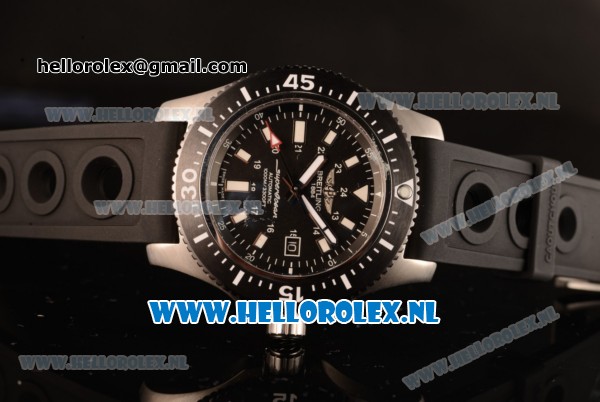 Breitling SuperOcean 2824 Auto Steel Case with Black Dial and Black Rubber Strap - 1:1 Origianl (GF) - Click Image to Close