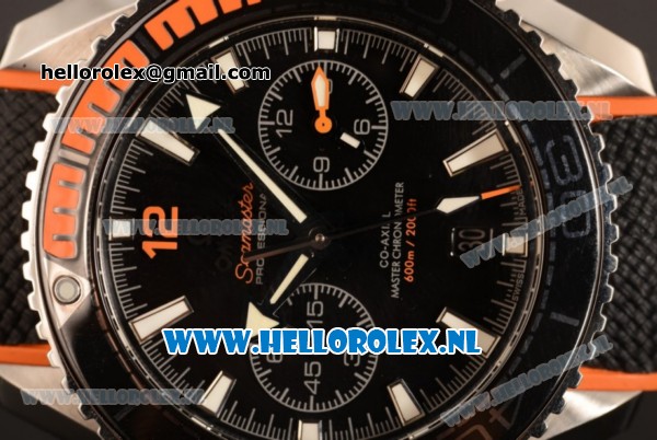 Omega Seamaster Planet Ocean Master Chronometer Chronograph 7750 Auto Steel Case with Black Dial and Black Nylon Strap (EF) - Click Image to Close