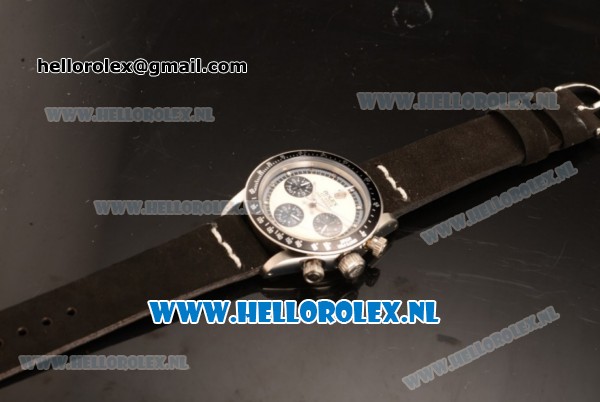 Rolex Daytona Vintage Chronograph OS20 Quartz Steel Case with White Dial and Black Nylon Strap - Click Image to Close
