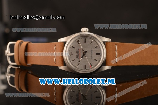 Rolex Milgauss Vintage Asia Auto Steel Case with Grey Dial and Brown Nylon Strap - Click Image to Close