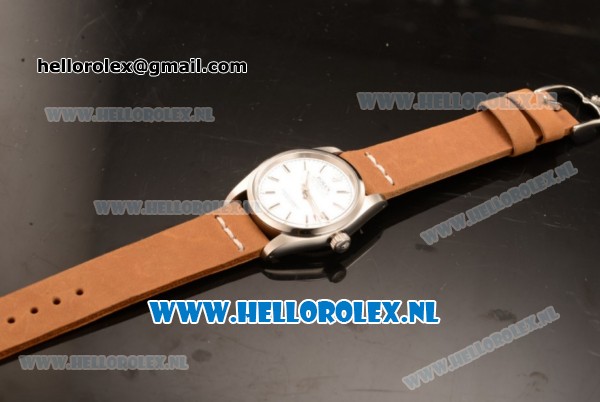 Rolex Milgauss Vintage Asia Auto Steel Case with Grey Dial and Brown Nylon Strap - Click Image to Close