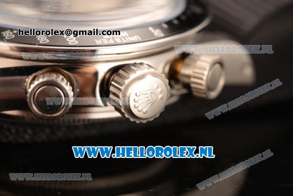Rolex Daytona Vintage Chronograph Steel Case OS20 Quartz with White Dial and Black Nylon Strap - Click Image to Close
