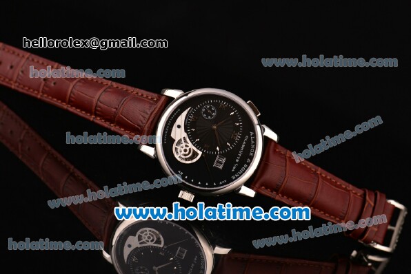A.Lange&Sohne Lange 1 Tourbillon Asia Automatic Stainless Steel Case with Brown Leather Bracelet and Black Dial - Click Image to Close