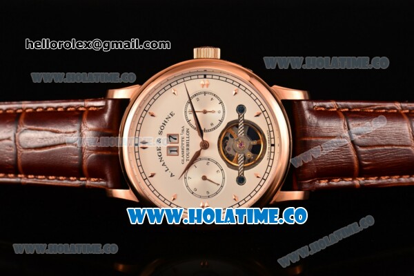 A.Lange&Sohne Tourbilon Pour Le Merite Asia Automatic Rose Gold Case with White Dial and Brown Leather Strap - Click Image to Close