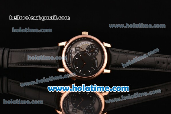 A.Lange&Sohne Grand Lange 1 “Lumen” Asia Automatic Rose Gold Case with Black Leather Bracelet and Black Dial - Click Image to Close