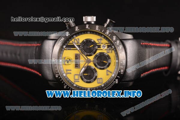 Scuderia Ferrari Chronograph Miyota OS20 Qiartz PVD Case with Yellow Dial and Silver Arabic Numeral Markers - Click Image to Close