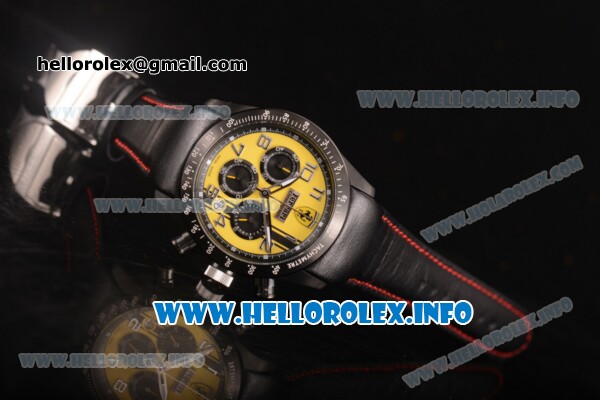 Scuderia Ferrari Chronograph Miyota OS20 Qiartz PVD Case with Yellow Dial and Silver Arabic Numeral Markers - Click Image to Close