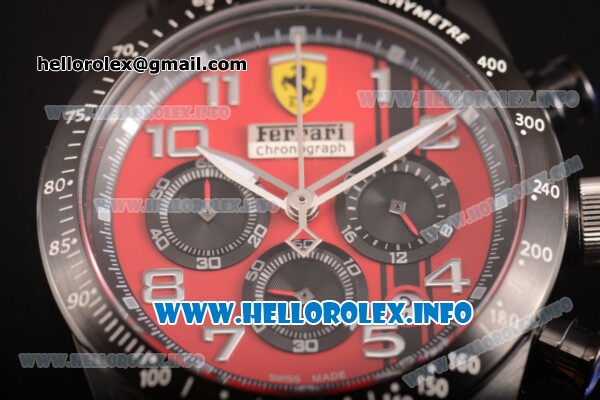 Scuderia Ferrari Chronograph Miyota OS20 Quartz PVD Case with Red Dial and Silver Arabic Numeral Markers - Click Image to Close