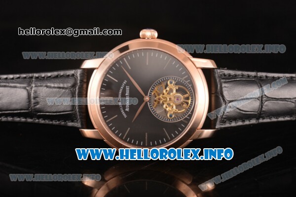 Audemars Piguet Jules Audemars Tourbillon Asia Automatic Rose Gold Case with Black Dial and Stick Markers - Click Image to Close