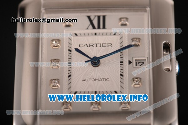 Cartier Tank Anglaise Miyota 9015 Automatic Steel Case/Bracelet with Silver Dial and Diamonds Markers - Click Image to Close
