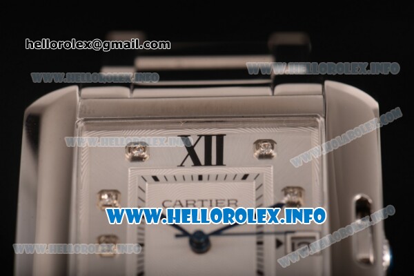 Cartier Tank Anglaise Miyota 9015 Automatic Steel Case/Bracelet with Silver Dial and Diamonds Markers - Click Image to Close