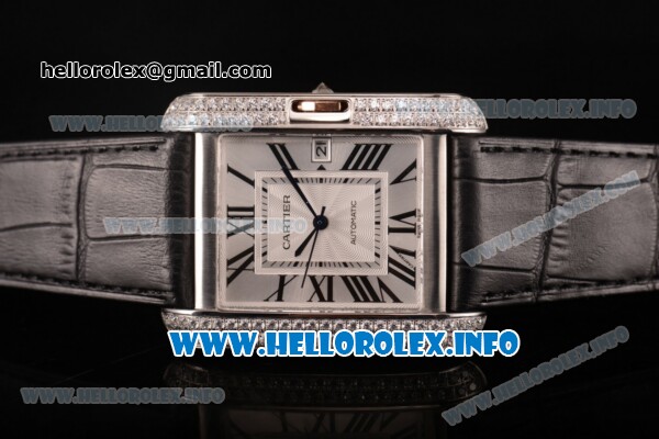 Cartier Tank Anglaise Miyota 9015 Automatic Steel Case with Diamonds Markers and Silver Dial - Diamonds Bezel - Click Image to Close