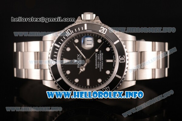 Rolex Submariner Swiss ETA 2836 Automatic Full Steel with Black Dial and White Dot Markers (BP) - Click Image to Close