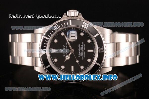 Rolex Submariner Swiss ETA 2836 Automatic Steel Case/Bracelet with White Dot Markers and Black Dial (BP) - Click Image to Close