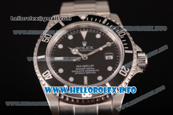 Rolex Sea-Dweller Swisss ETA 2836 Automatic Steel Case/Bracelet with Black Dial and White Dot Markers (BP) - Click Image to Close