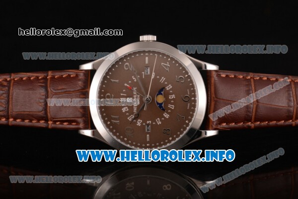 Patek Philippe Grand Complications Perpetual Calendar Miyota Quartz Steel Case with Brown Dial and Silver Arabic Numeral Markers - Click Image to Close