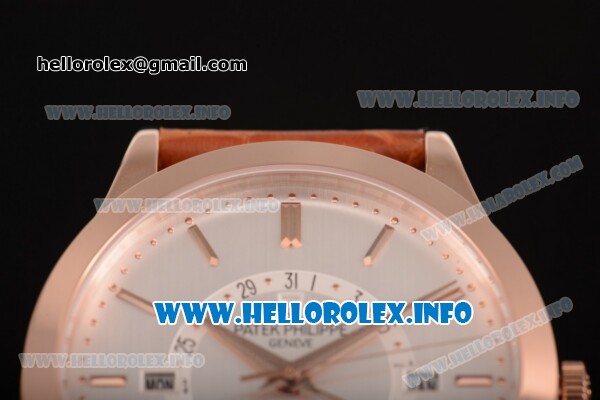 Patek Philippe Grand Complications Perpetual Calendar Miyota Quartz Rose Gold Case with Silver Dial and Rose Gold Stick Markers - Click Image to Close