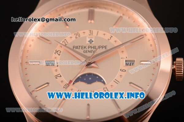 Patek Philippe Grand Complications Perpetual Calendar Miyota Quartz Rose Gold Case with Rose Gold Dial and Rose Gold Stick Markers - Click Image to Close