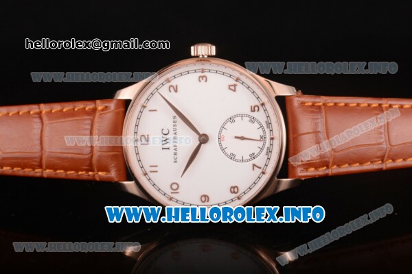 IWC Portuguese Asia 6497 Manual Winding Rose Gold Case with White Dial and Arbaic Numeral Markers - Click Image to Close