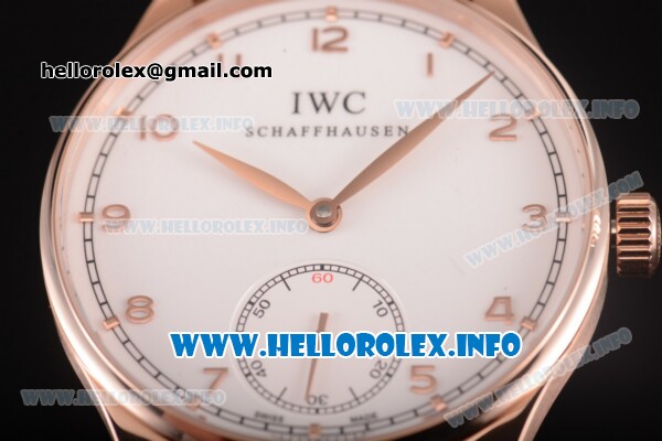IWC Portuguese Asia 6497 Manual Winding Rose Gold Case with White Dial and Arbaic Numeral Markers - Click Image to Close